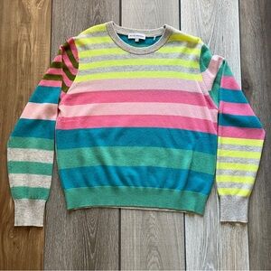 White + Warren Multicolor Striped Crewneck Sweater
